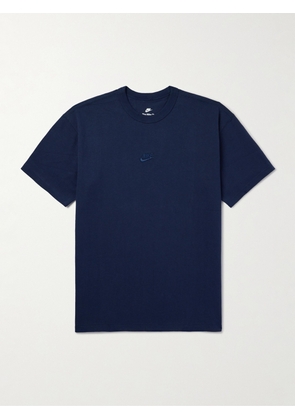 Nike - Premium Essentials Logo-Embroidered Cotton-Jersey T-Shirt - Men - Blue - XS