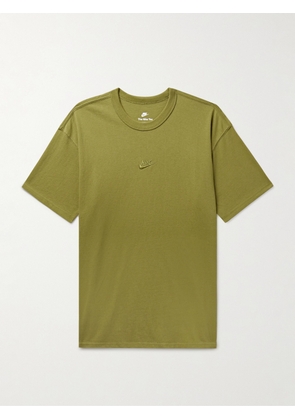 Nike - Sportswear Premium Essentials Logo-Embroidered Cotton-Jersey T-Shirt - Men - Green - XS