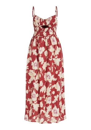 Posse - Exclusive Hayley Smocked Floral Midi Dress - Floral - XS - Moda Operandi