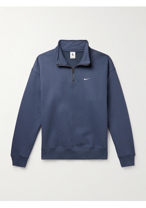 Nike - Solo Swoosh Logo-Embroidered Cotton-Blend Jersey Half-Zip Sweatshirt - Men - Blue - S