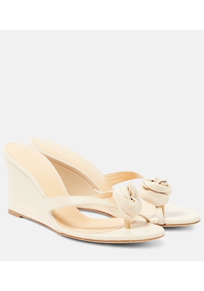 Magda Butrym Floral-appliqué leather wedge sandals