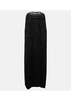 Monique Lhuillier Caped crystal-embellished silk gown