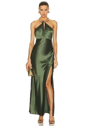 NICHOLAS Edyth Keyhole Necklace Gown in Dark Olive - Olive. Size 0 (also in 4, 8).