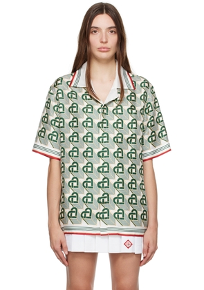Casablanca Off-White & Green Heart Monogramme Shirt