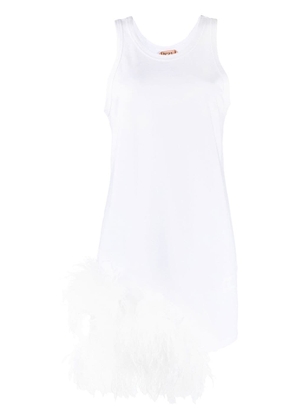 Nº21 feather-detail minidress - White