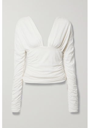 Interior - The Vera Ruched Cotton-jersey Top - White - x small,small,medium,large,x large