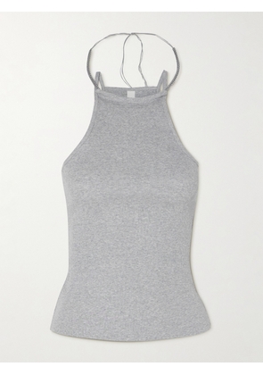 Dion Lee - Barball Bead-embellished Ribbed Organic Cotton-jersey Tank - Gray - xx small,x small,small,medium,large,x large,xx large