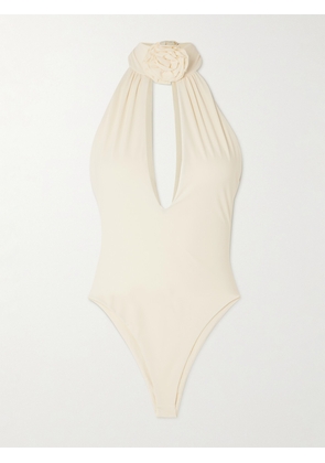 Magda Butrym - Appliquéd Halterneck Swimsuit - Cream - FR34,FR36,FR38,FR40,FR42
