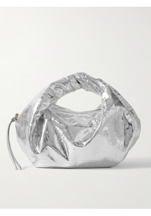 Dries Van Noten - Gathered Metallic Crinkled-leather Tote - Silver - One size