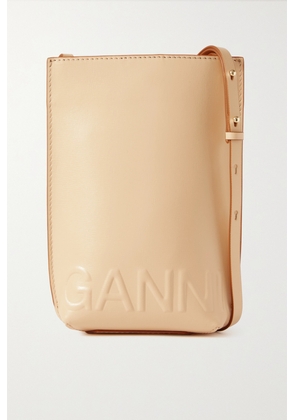 GANNI - Banner Small Embossed Recycled Leather-blend Shoulder Bag - Cream - One size