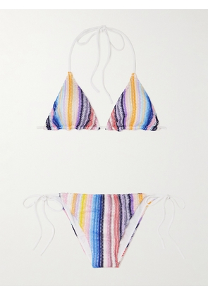 Missoni - Mare Metallic Striped Crochet-knit Triangle Bikini - Blue - IT36,IT38,IT40,IT42,IT44,IT46,IT48