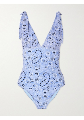 Etro - Tie-detailed Paisley-print Swimsuit - Blue - x small,small,medium,large,x large