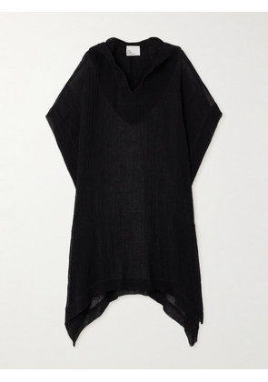 Lisa Marie Fernandez - + Net Sustain Hooded Asymmetric Linen-blend Gauze Kaftan - Black - XS/S,M/L
