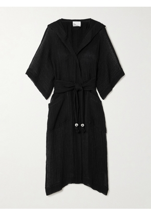 Lisa Marie Fernandez - + Net Sustain Hooded Belted Linen-blend Gauze Coverup - Black - 0,1,2,3,4