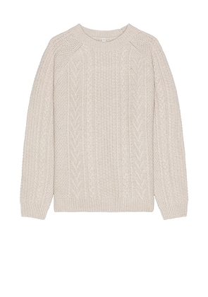 Schott Merino Wool Fisherman Sweater in Light Grey. Size M, XL/1X.