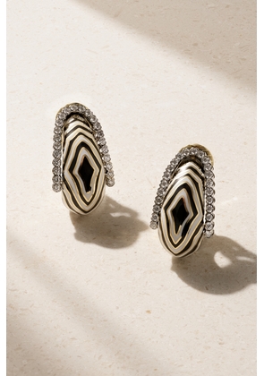 DAVID WEBB - Vreeland Zebra 18-karat Gold, Platinum, Diamond And Enamel Clip Earrings - Multi - One size