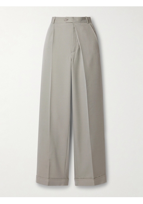BETTTER - + Net Sustain Asymmetric Pleated Wool-blend Straight-leg Pants - Gray - x small,small,medium