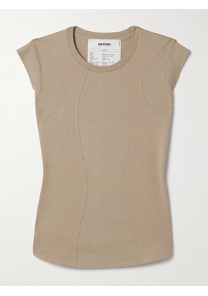 BETTTER - + Net Sustain Paneled Cotton-jersey T-shirt - Brown - x small,small,medium,large