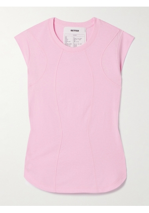 BETTTER - + Net Sustain Paneled Cotton-jersey T-shirt - Pink - x small,small,medium,large