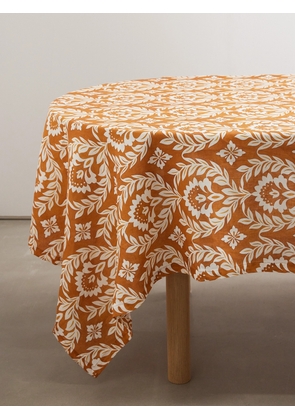 La DoubleJ - Large Floral-print Linen Tablecloth - Orange - One size