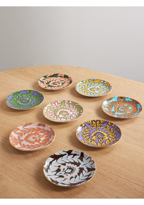 La DoubleJ - Set Of Eight Gold-plated Painted Porcelain Charger Plates - Multi - One size