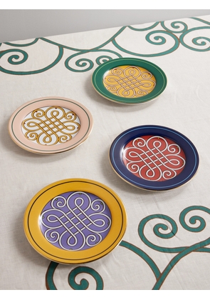 La DoubleJ - Set Of Four Printed Porcelain Dessert Plates - Multi - One size
