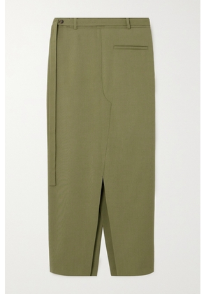 RÓHE - Belted Wool Maxi Skirt - Green - FR34,FR36,FR38,FR40,FR42,FR44