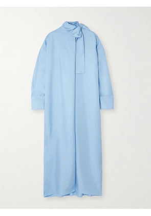 RÓHE - Pussy-bow Silk-twill Maxi Dress - Blue - FR34,FR36,FR38,FR40,FR42,FR44