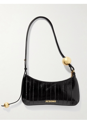 Jacquemus - Le Bisou Perle Embellished Paneled Patent-leather Shoulder Bag - Black - One size