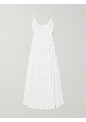 STAUD - Dena Pleated Cotton Poplin Maxi Dress - White - US0,US2,US4,US6,US8,US10,US12,US14,US16
