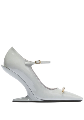 Nº21 100mm bow-detailing leather pumps - Grey