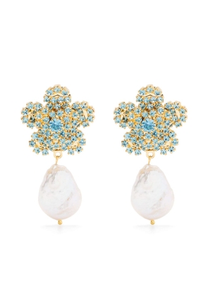 Magda Butrym Flower crystal-embellished pearl drop earrings - Gold