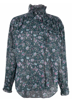 MARANT ÉTOILE ruffled floral-print blouse - Green