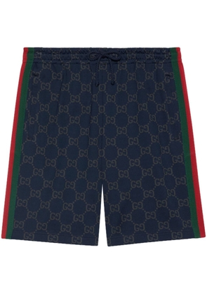 Gucci Double G-print cotton track shorts - Blue