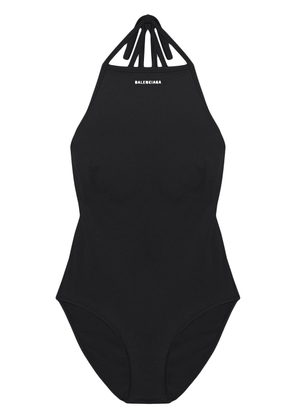 Balenciaga logo-print halterneck swimsuit - Black