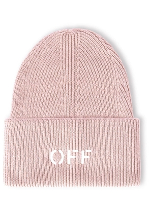Off-White logo-stamp cotton-blend beanie - Pink