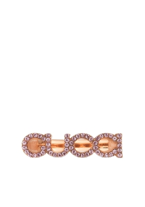 Gucci crystal-embellished logo-lettering ring - Gold