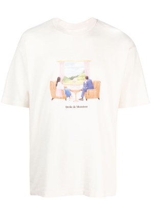Drôle De Monsieur graphic-print cotton T-shirt - Neutrals