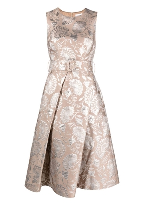 P.A.R.O.S.H. brocade-effect patterned-jacquard dress - Neutrals