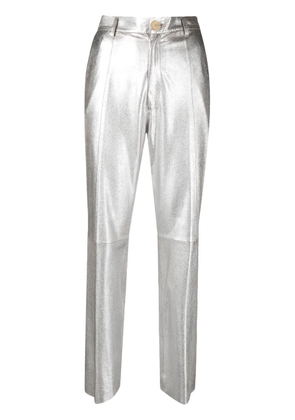Forte Forte metallic leather straight-leg trousers - Silver