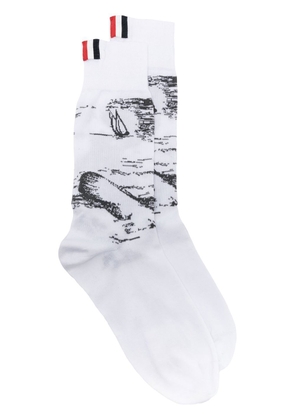Thom Browne nautical toile intarsia socks - White