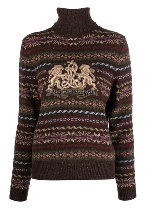 Ralph Lauren Collection fair-isle knit logo-embroidered jumper - Brown