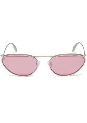 Alexander McQueen logo-engraved round-frame sunglasses - Silver
