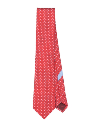 Ferragamo mushroom-print silk tie - Red