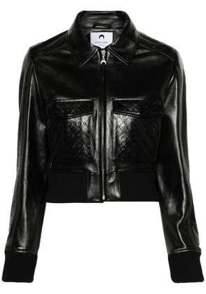 Marine Serre embossed-logo leather jacket - Black