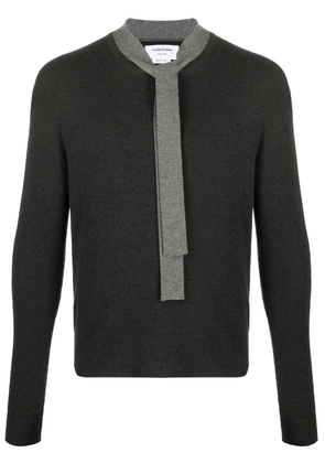 Thom Browne rib tie-neck cashmere pullover - Grey