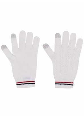 Thom Browne striped detail knit gloves - White