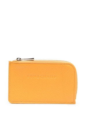Longchamp logo-debossed leather wallet - Orange