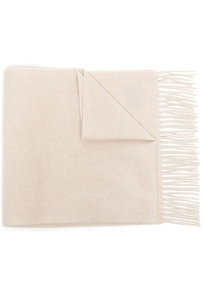 N.Peal frayed-edge cashmere scarf - White