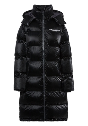 Karl Lagerfeld embroidered-logo quilted coat - Black